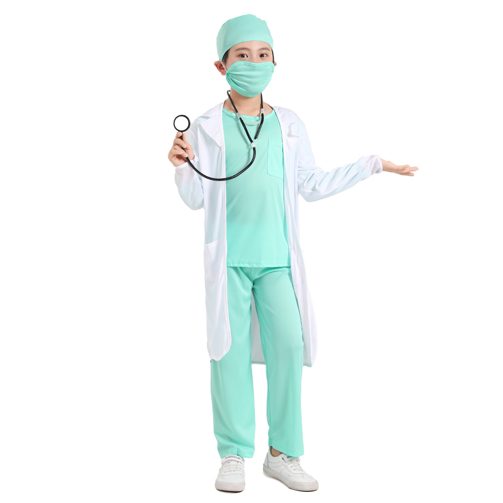 Hospital Doctor Kids Surgeon Dr Uniform Boys Career Halloween Cosplay Costume